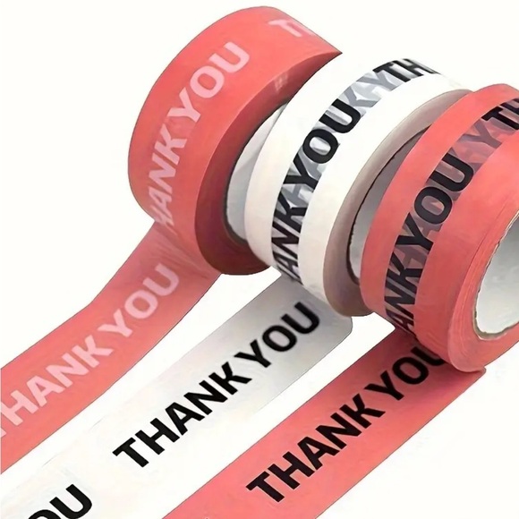 Packaging Tape Pink Thank You Tape 1 Roll - Picture 2 of 5